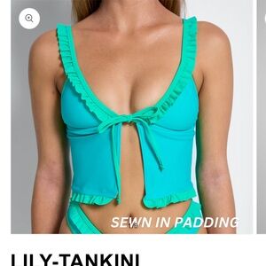 Aqua Ruffle Tankini Top & bottoms
